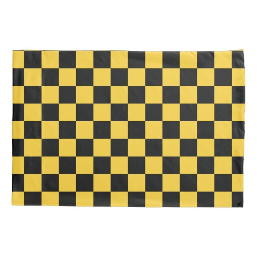 Black and gold checkerboard pattern kussensloop (Achterkant-Links)