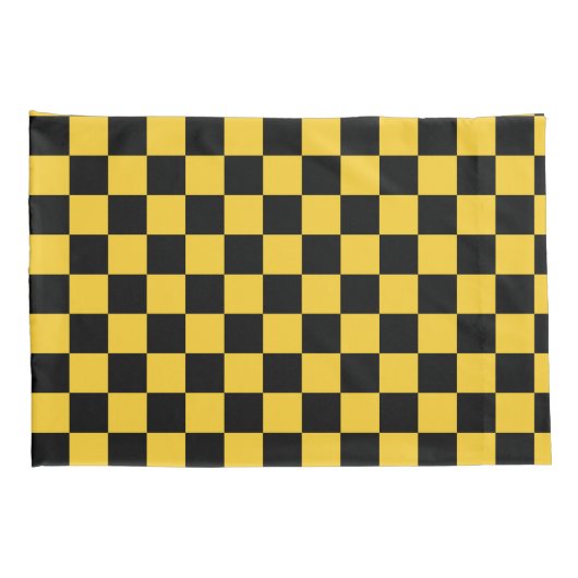 Black and gold checkerboard pattern kussensloop (Achterkant-Rechts)