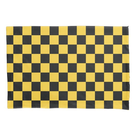 Black and gold checkerboard pattern kussensloop (Voorkant-Links)