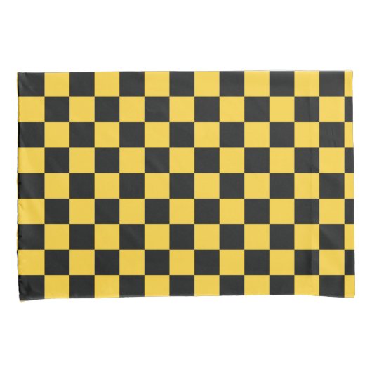 Black and gold checkerboard pattern kussensloop (Voorkant-Rechts)
