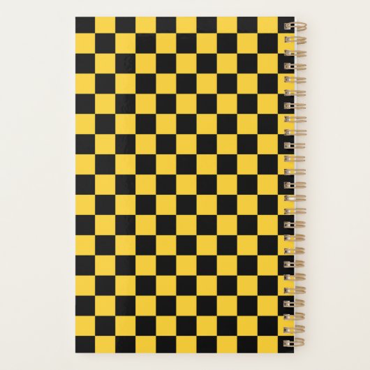 Black and gold checkerboard pattern planner (Achterkant)