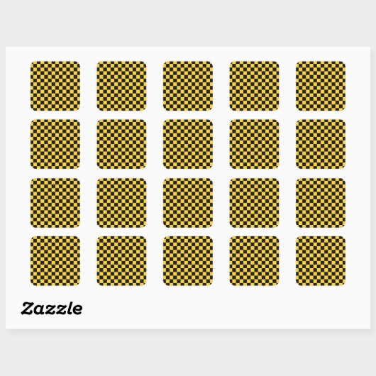 Black and gold checkerboard pattern vierkante sticker (Vel)