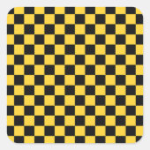 Black and gold checkerboard pattern vierkante sticker (Voorkant)