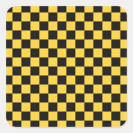 Black and gold checkerboard pattern vierkante sticker