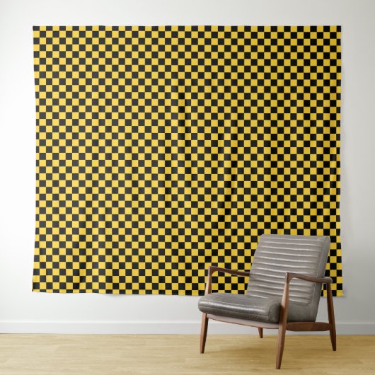 Black and gold checkerboard pattern wandkleed (In Situ (horizontaal))