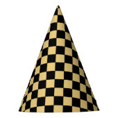 Black and Gold Checkered Feesthoedjes (Voorkant)
