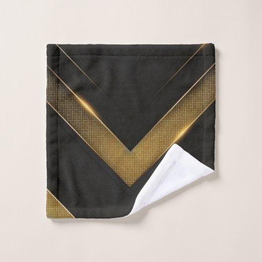Black and Gold Chevron Bad Handdoek (Wasdoekje)