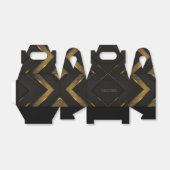 Black and Gold Chevron Gable Bedankdoosjes (Uitgevouwen)