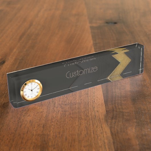 Black and Gold Chevron Naambordje (Zijkant)