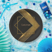 Black and Gold Chevron Papieren Bordje (Feest)