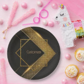 Black and Gold Chevron Papieren Bordje (Feest)