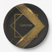 Black and Gold Chevron Papieren Bordje (Voorkant)