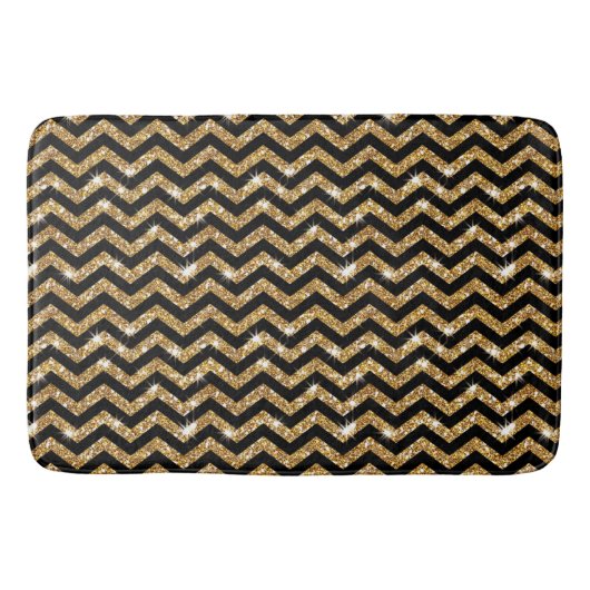 Black and Gold Chevron Pattern Bath Mat (Voorkant)