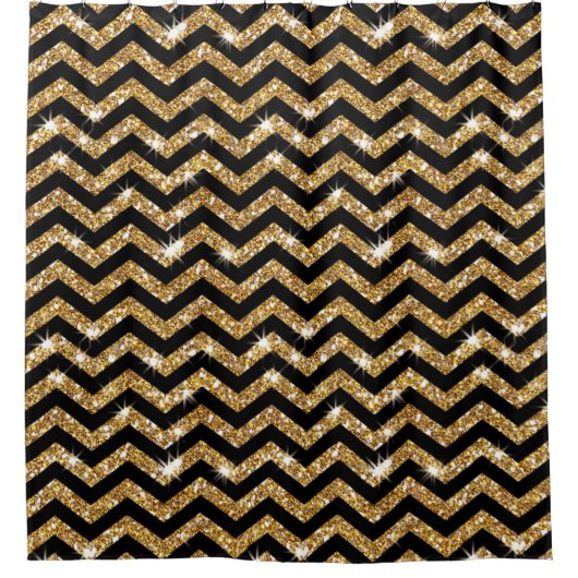 Black and Gold Chevron Pattern Douchegordijn (Voorkant)