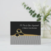 Black and Gold Chevron Salon Afspraak Herinnering Briefkaart (Staand voorkant)