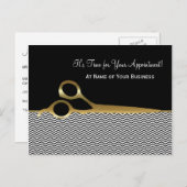 Black and Gold Chevron Salon Afspraak Herinnering Briefkaart (Voorkant / Achterkant)