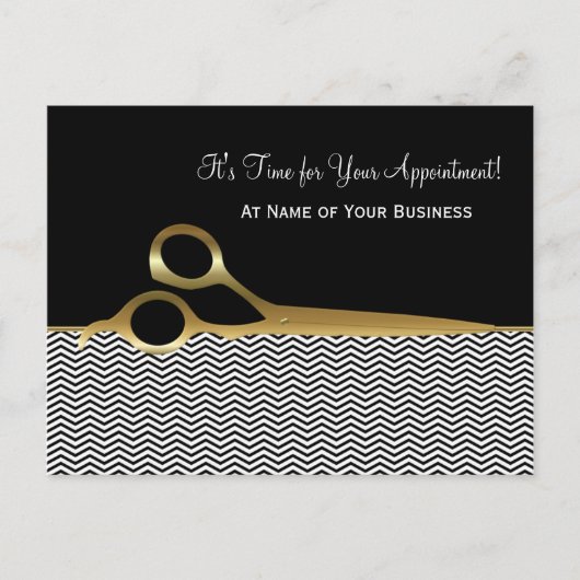 Black and Gold Chevron Salon Afspraak Herinnering Briefkaart (Voorkant)