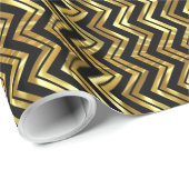Black and Gold Chevron Zigzag Pattern Cadeaupapier (Rol Hoek)