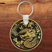 Black and Gold Chinese Dragon-sleutelketen Sleutelhanger (Voorkant)