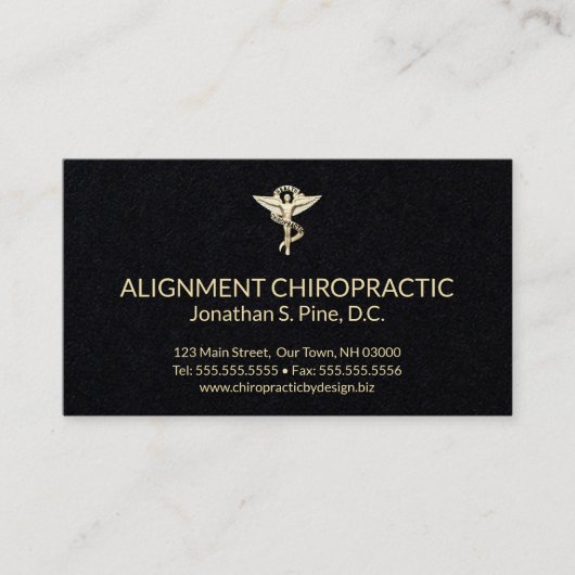 Black and Gold Chiropractic Emblem Chiropractor Visitekaartje (Voorkant)