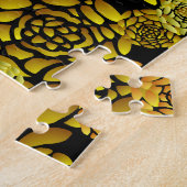 Black and Gold Chrysanthemum Jigzaag Puzzle Legpuzzel (Zijkant)