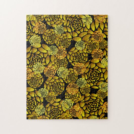 Black and Gold Chrysanthemum Jigzaag Puzzle Legpuzzel (Verticaal)