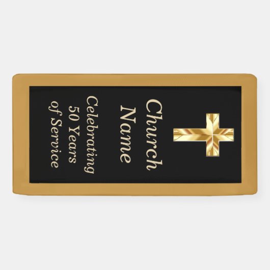 Black and Gold Church Jubileum Party Spandoek (Horizontaal)