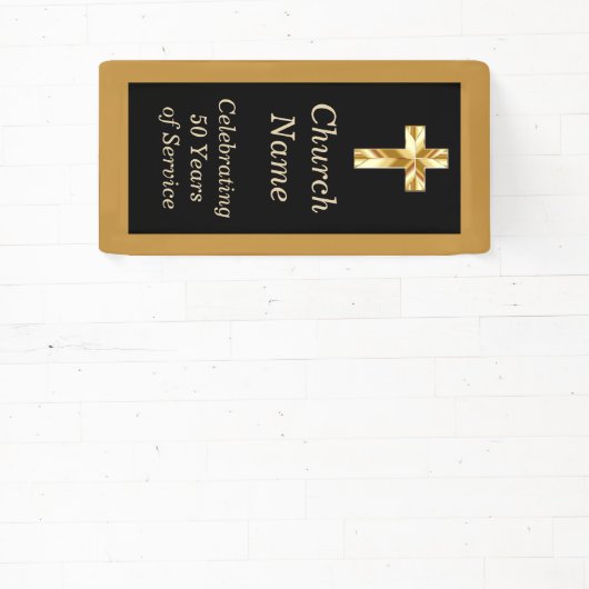 Black and Gold Church Jubileum Party Spandoek (Insitu)