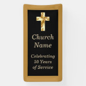 Black and Gold Church Jubileum Party Spandoek (Verticaal)