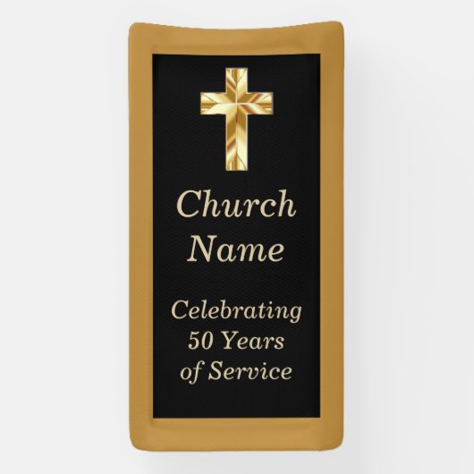 Black and Gold Church Jubileum Party Spandoek (Verticaal)