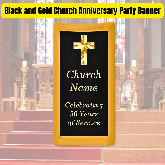 Black and Gold Church Jubileum Party Spandoek