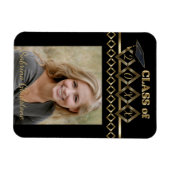 Black and Gold Classy Photo Afstuderen -20XX Magneet (Horizontaal)