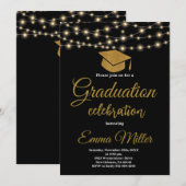 Black and Gold College Afstuderen Kaart (Voorkant / Achterkant)