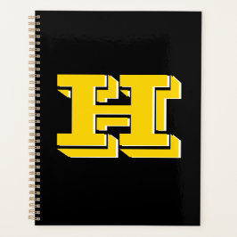 Black and Gold Collegiate Color Style Monogram Planner