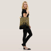 Black and Gold Confetti Glitter Chicago Skyline Tote Bag (Op model)