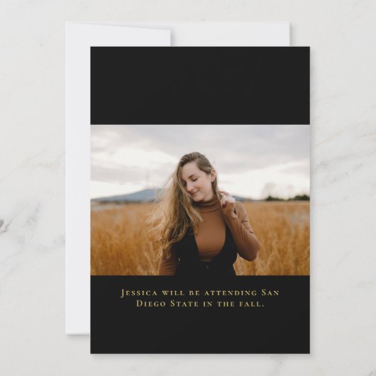 Black and Gold Confetti Photo Graduparty Kaart (Achterkant)