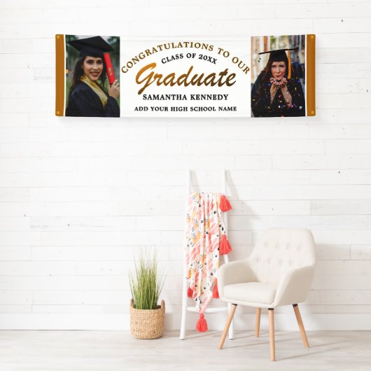 Black and Gold Congrats Afstudeerder 2 Photo Afstu Spandoek (Insitu)