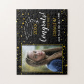 Black and Gold Congrats Afstuderen foto-Afstuderen Legpuzzel (Verticaal)
