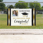 Black and Gold Congrats Afstuderen foto-Afstuderen Spandoek (Insitu)