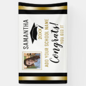Black and Gold Congrats Afstuderen foto-Afstuderen Spandoek (Verticaal)