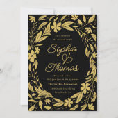 Black and Gold Couples Engagement party Kaart (Voorkant)