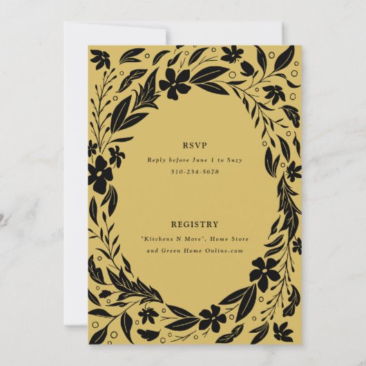 Black and Gold Couples Engagement party Kaart (Achterkant)