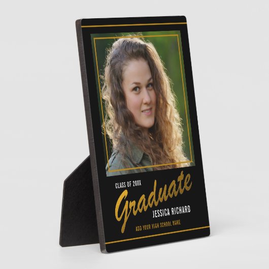 Black and Gold Custom Afstuderen Photo Keepomwille Fotoplaat (Zijkant)