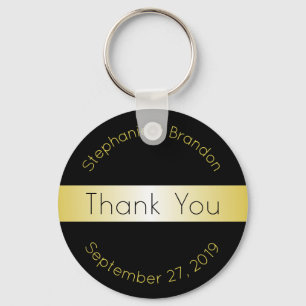 Black and Gold Custom Key Ring Wedding Favor Sleutelhanger