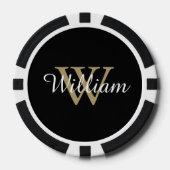 Black and Gold Custom Monogram Name and Initial Poker Chips (Voorkant)