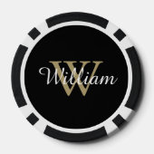 Black and Gold Custom Monogram Name and Initial Poker Chips (Achterkant)