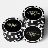 Black and Gold Custom Monogram Name and Initial Poker Chips (Opstapeling)