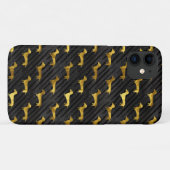 Black and Gold Dachshund Pattern iPhone Case (Achterkant (horizontaal))