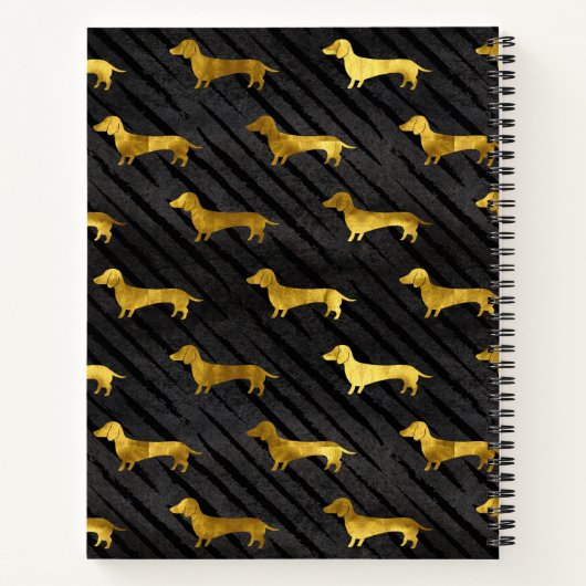 Black and Gold Dachshund Pattern Notitieboek (Achterkant)