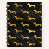 Black and Gold Dachshund Pattern Notitieboek (Voorkant)